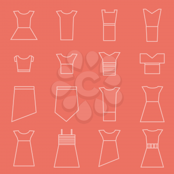Women clothing icons set, vector format