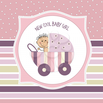 baby girl shower card, vector eps10