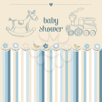 baby boy shower card, vector illustration