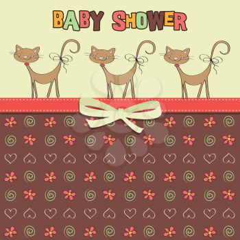 Delicate baby shower card with cats, vector format