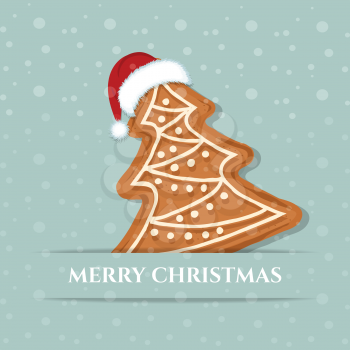 Beautiful Christmas card with gingerbread tree. Christmas background