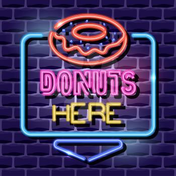 donuts neon advertising sign. vector