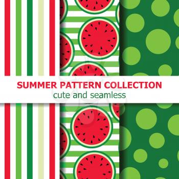 Delicious summer pattern collection. Watermelon theme. Summer banner. Vector