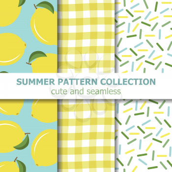  summer pattern collection. Lemon theme. Summer banner. Vector