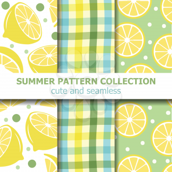 Fresh summer pattern collection. Lemon theme. Summer banner. Vector
