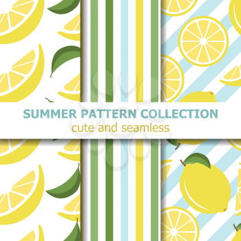 Juicy summer pattern collection. Lemon theme. Summer banner. Vector