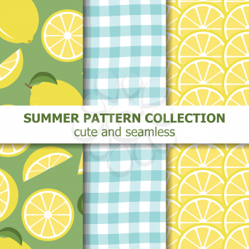 Cute summer pattern collection. Lemon theme. Summer banner. Vector