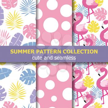 Summer pattern collection. Flamingo theme, Summer banner. Vector
