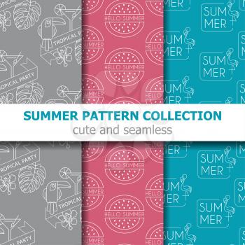 Modern summer pattern collection . Summer banner. Summer holiday. Vector