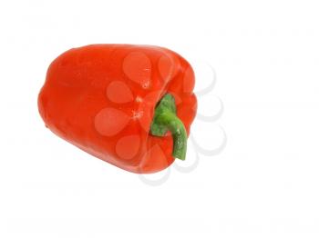 Single red sweet pepper. Isolated over white