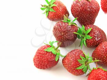 A heap of fresh strawberries on white background. Isolated