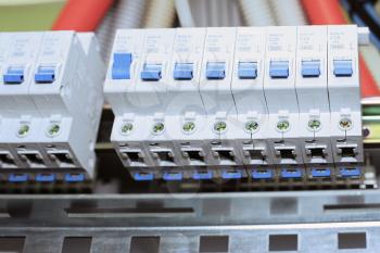 Telecommunication equipment, main power switch in a datacenter.