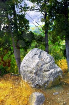 Single rock in mountain of Ukraine, Crimea