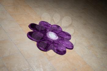 Single Purple Carpet Folded On Floor