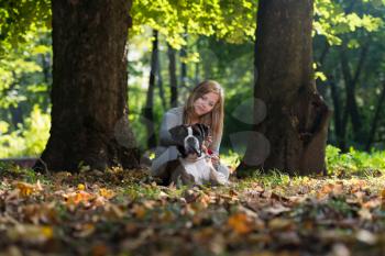 Women And Her German Boxer