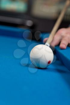 Close-Up Of A White Ball Waiting To Shoot