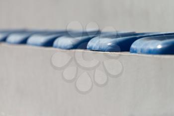 Plastic Blue Seats On Football Stadium