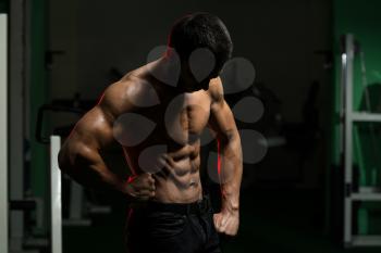Young Muscular Men Flexing Abdominal Muscles