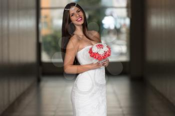 Beautiful Bride In Her Wedding Dress