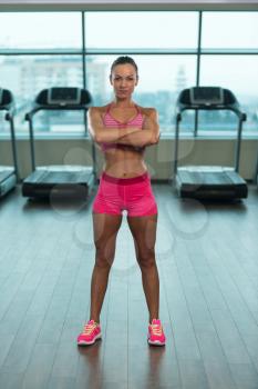 Portrait Of A Young Physically Fit Woman Showing Her Well Trained Body - Muscular Athletic Bodybuilder Fitness Model Posing After Exercises