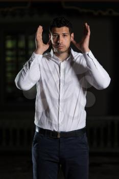 Humble Muslim Man Is Praying In The Mosque