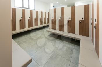 Modern Interior Of A Locker Changing Room In Fitness Center Gym