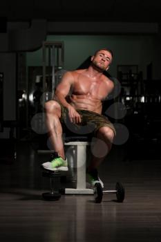 Young Muscular Men Resting After Exercises - Portrait Of A Physically Fit Young Man Without A Shirt