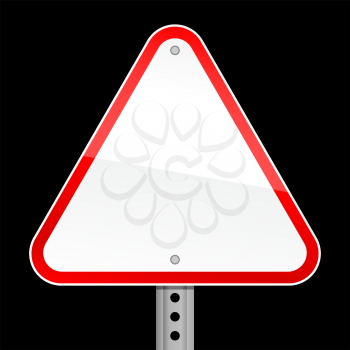 A triangular blank red road signs on a white background