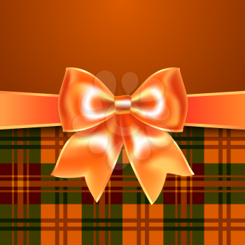 Background with ribbon orange bow, 10eps. Perfect as invitation or congratulation.
