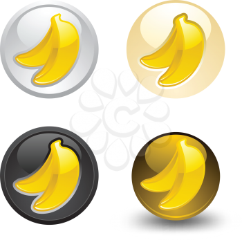 Banana button, set, web 2.0 icons, design element