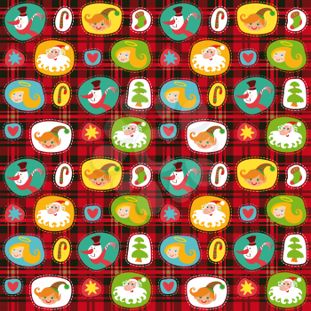 Christmas set, wrapping paper, plaid tartan pattern background