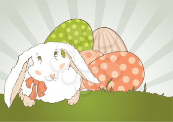 Easter Bunny with egg, retro. Vector design