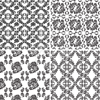 Floral pattern, seamless background flowers. Four fragments