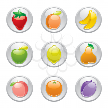 Fruits gray button design grey