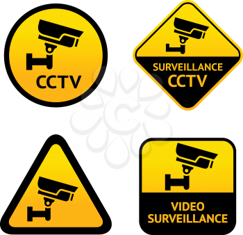Video surveillance, set labels. Vector illustration