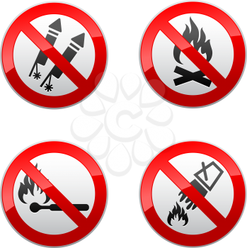 Set prohibited signs - fire