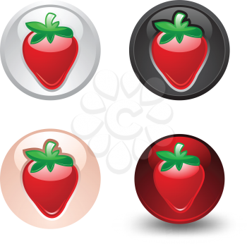 Strawberry button, set, web 2.0 icons, design element