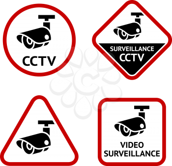 Security camera, sticky labels, vector illustration