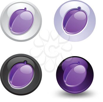 Plum button, set, web 2.0 icons, design element