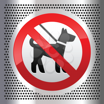 Symbol dog on a metallic perforated stainless steel sheet