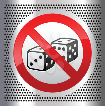 Symbol dice on a metallic perforated stainless steel sheet