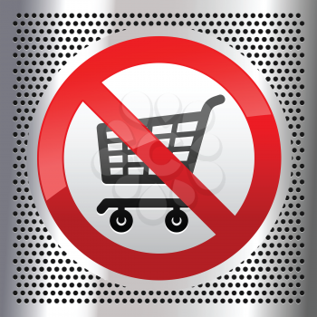 Symbol Shopping Cart on a metallic perforated stainless steel sheet