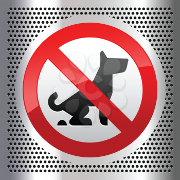 Symbol dog on a metallic perforated stainless steel sheet