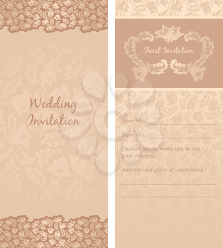 Wedding invitation. Qrnament-flowers leaf background. Can be used for invitations to any of your ceremony. For example your birthday.