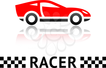 Race red car symbol, vector design element
