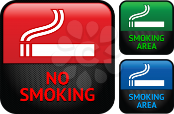 Stickers set - Smoking area labels, vector