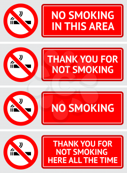Labels set No smoking stickers. Vector design element
