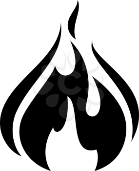 fire flame icon, black icon isolated on white background