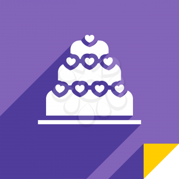 White icon on violet square sticker, vector illustration