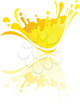 Splash yellow wave with reflection, vector illustration
